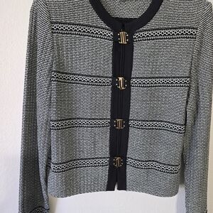 St. John Black and White Cardigan
